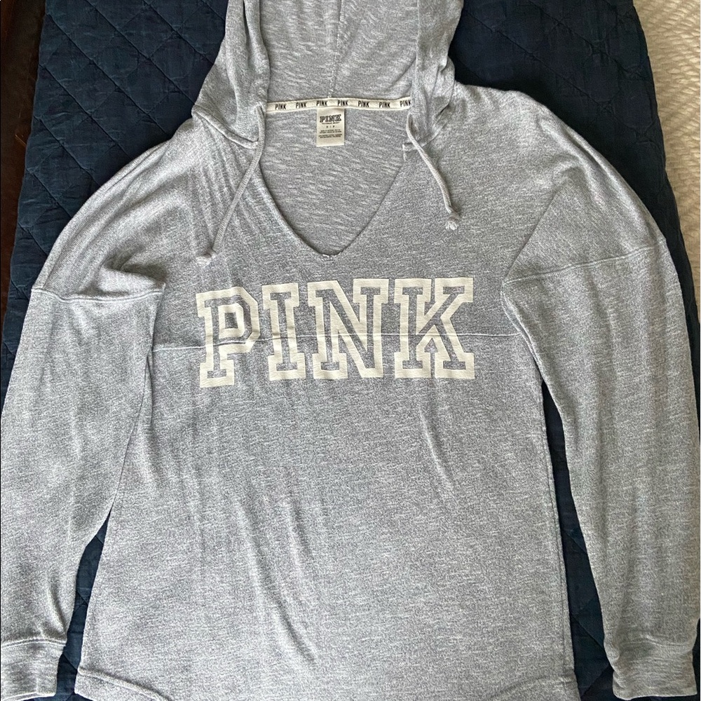 Gray Lightweight PINK Hoodie